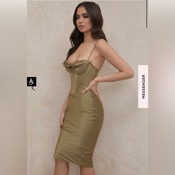 House of CB Myrna Olive Corset Slip Dress - Picture 4 of 11